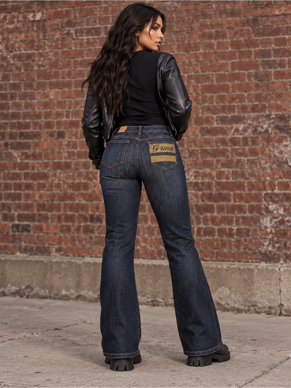 G-Unit Deadstock Y2K Women’s Bootcut Jeans Dark Wash Gold Pocket Hip Hop Juniors